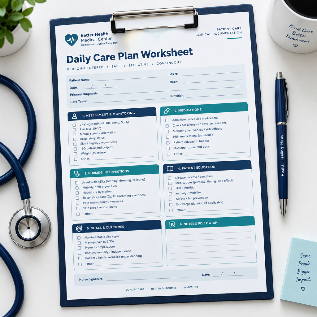 Care Plan mockup