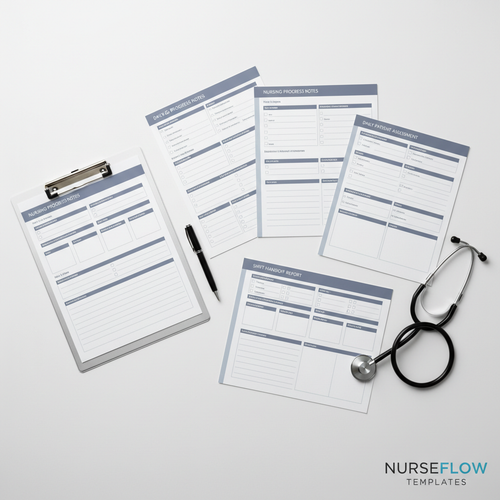 Nursing Progress Note Template Pack - PDF worksheets for CNAs and LPNs