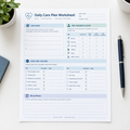 Daily Care Plan Worksheet | Printable & Fillable PDF for CNAs & LPNs